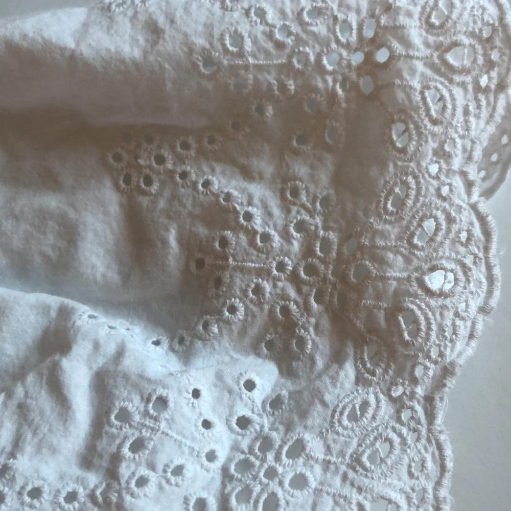 Osh Kosh Girl Bib Overalls Denim Dress Jumper White Eyelet Lace skirt 24M